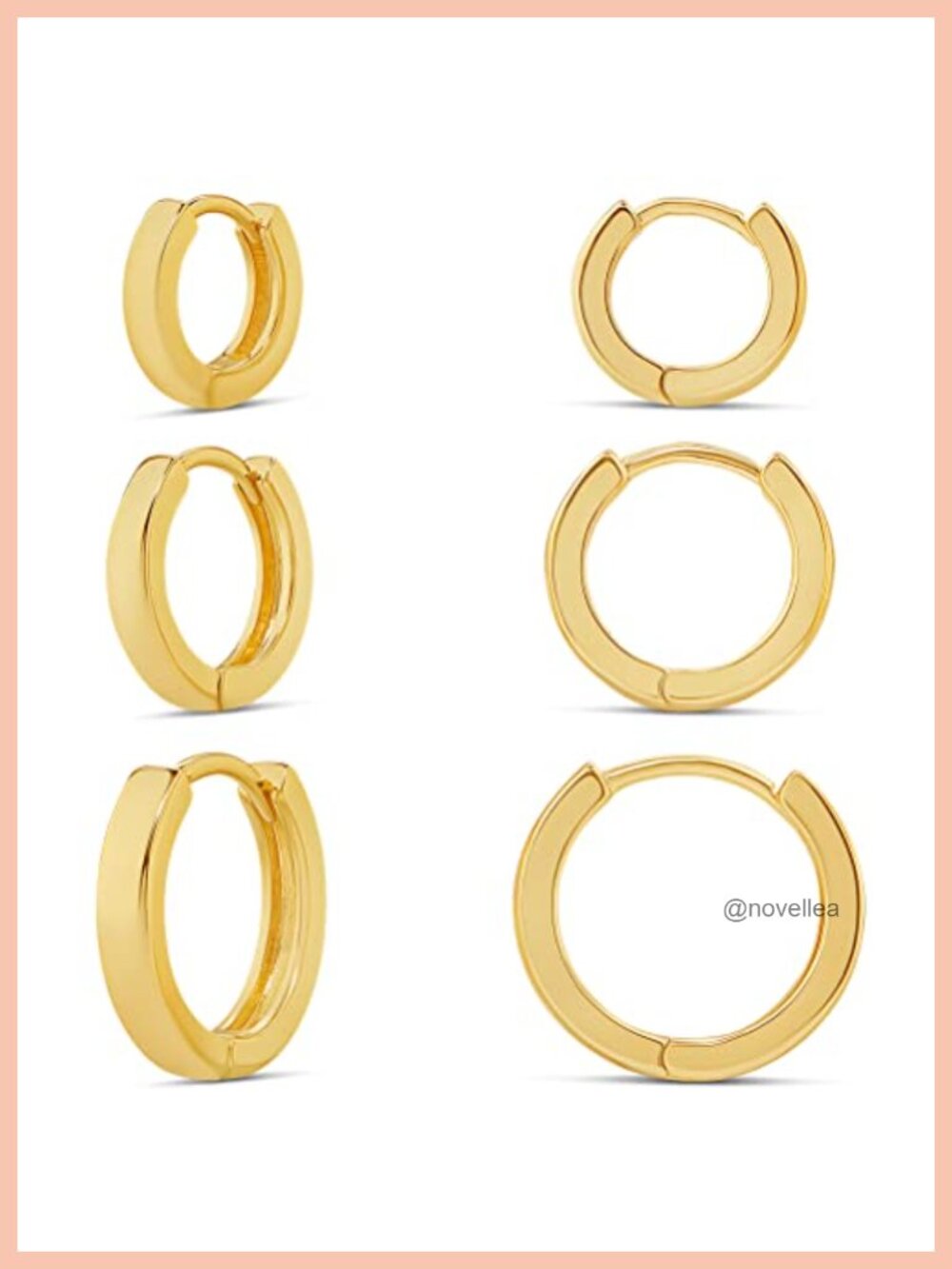 14K Gold Over Brass Hoop Earring Set 3 Sizes Hypoallergenic